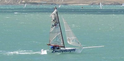 Daniel Folter and Paul MacGibbon R594 Bulley Hayes carbon glass mast tip broken