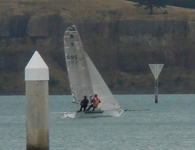 Subwoofer  Steve Bell and Paul Roe sailing in gusty NW conditions