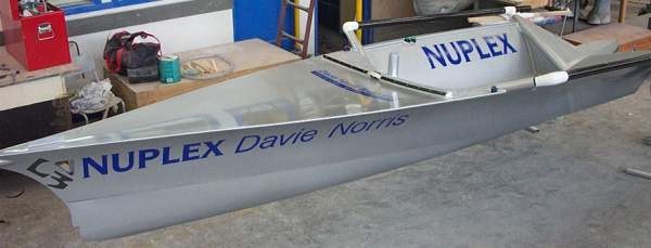 Side view of painted hull