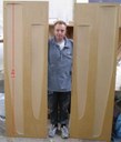 Foil moulds, Sean (1.66m) included for scale, centreboard is 1.8m