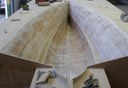 Mould glassed and sanded, pushed together transom view