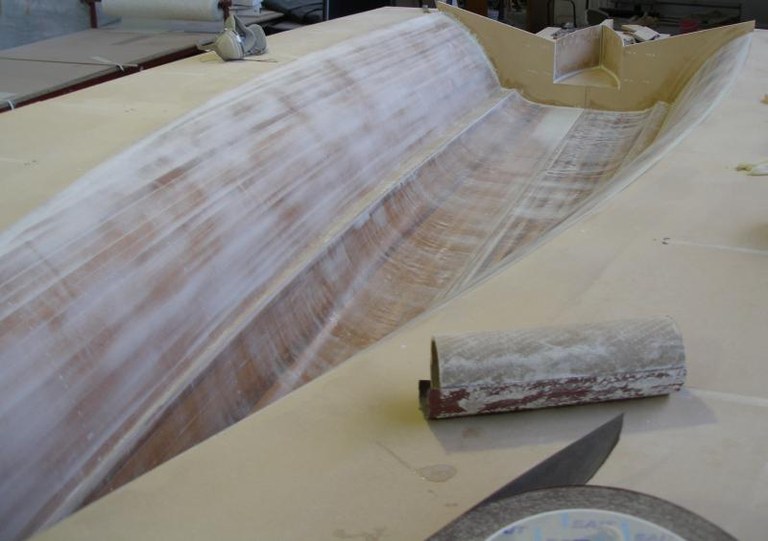 Mould glassed and sanded, pushed together