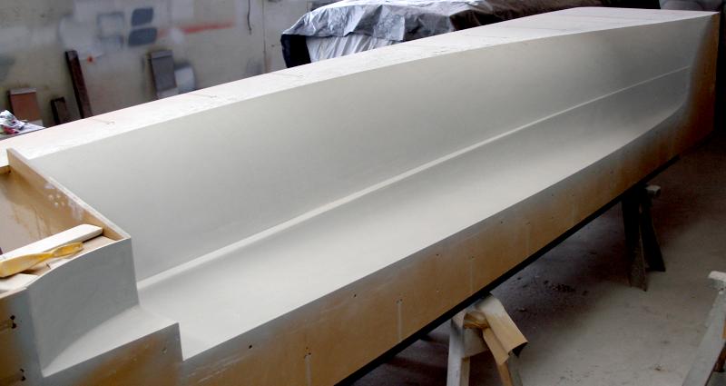 Port mould painted and sanded viewed from transom