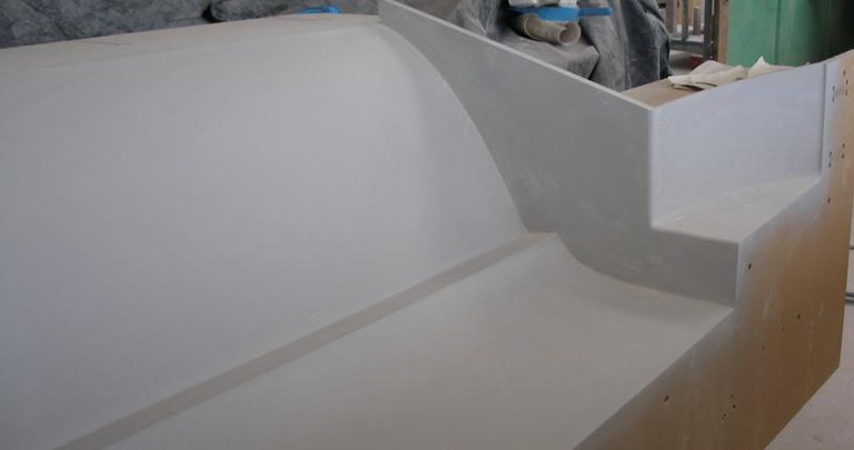 Starboard transom quarter painted and sanded