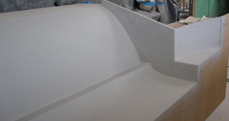 Starboard transom quarter painted and sanded