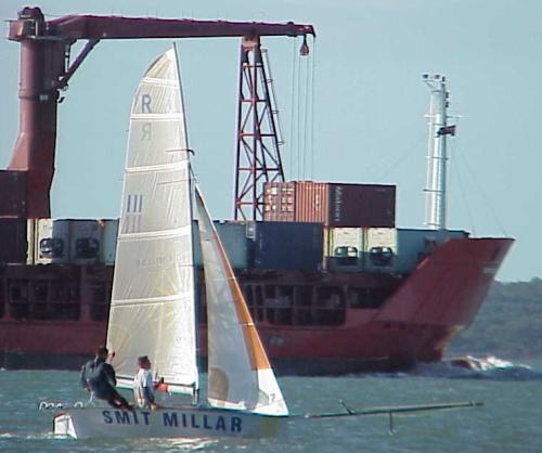 R583 Smit Millar in light airs, sailed by Alex Vallings and Andy Meiklejohn