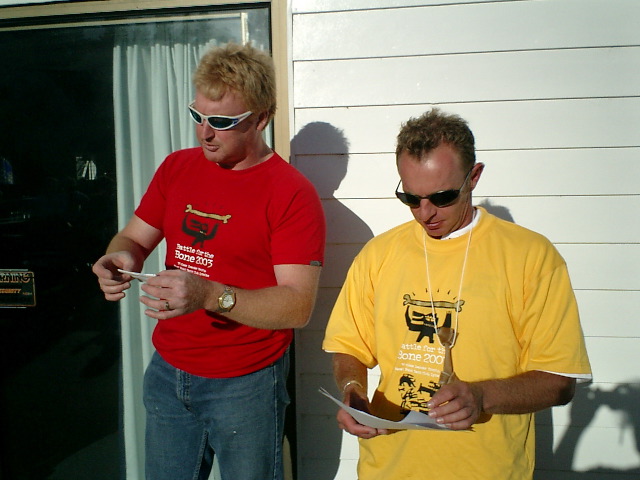 Sean and Chappie doing the daily results
Sean and Chappie doing the daily results