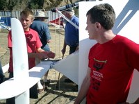 Dan Leech's foils with Paul MacIntosh looking on